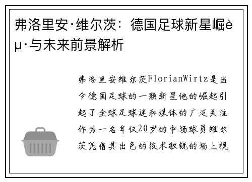 弗洛里安·维尔茨：德国足球新星崛起与未来前景解析